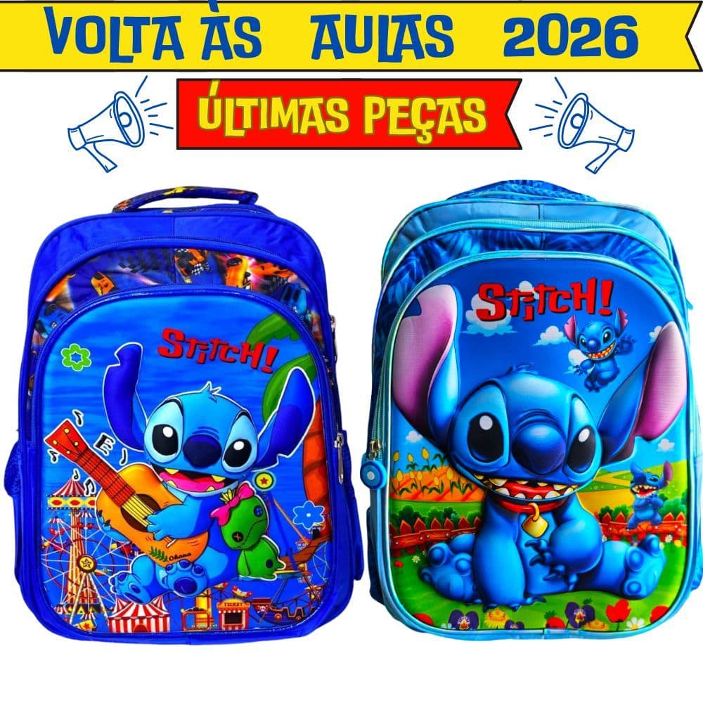 Mochila Infantil Stitch Grande Menina Criança Bolsa Feminina Feminino Escola Escolar Passeio