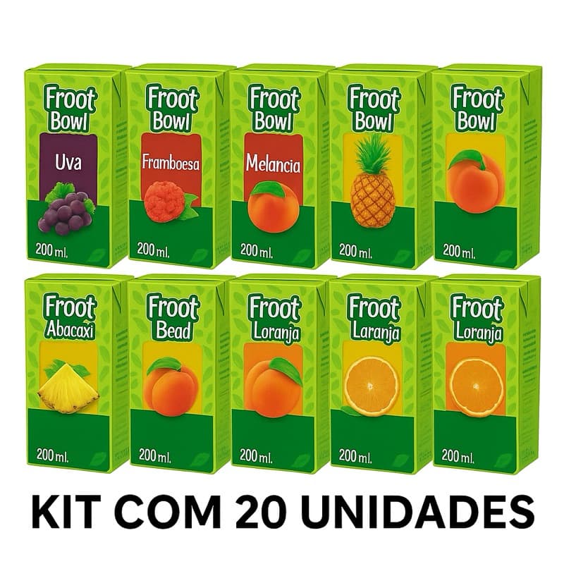 Kit com 20 unidades de SUCO de Frutas 200 ml - Sabor Sortidos - Kit Festa - Evento - suco de frutas