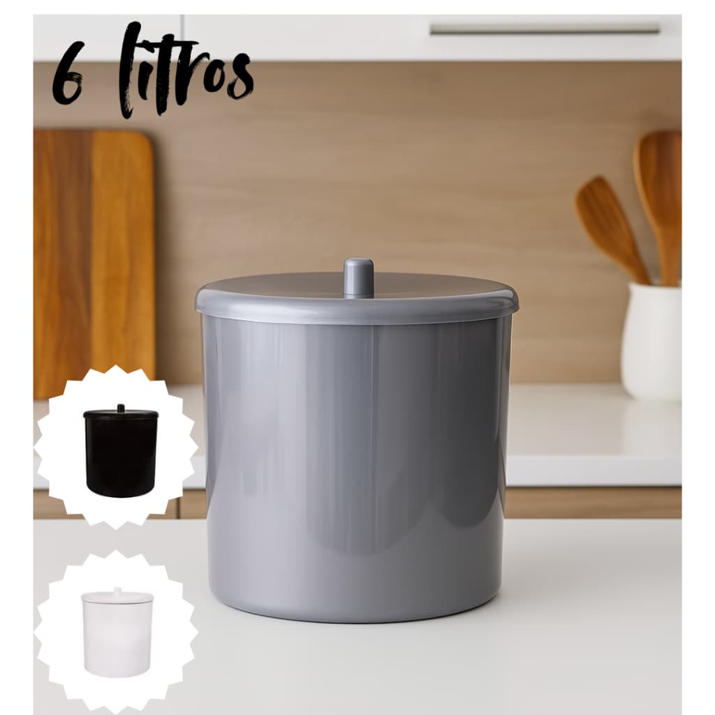 Lixeira Cesto Multiuso 6 litros  Plastico Resistente Para cozinha Banheiro