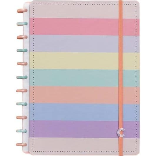 Caderno Inteligente Arco-íris Pastel Grande 80 Folhas 11 discos - Caderno Inteligente