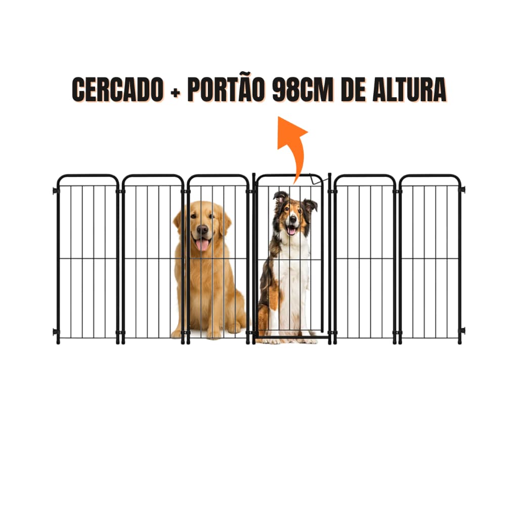 Cercado Pet com Portão 98cm em Aço Reforçado • Grade de Segurança para Cães Grandes