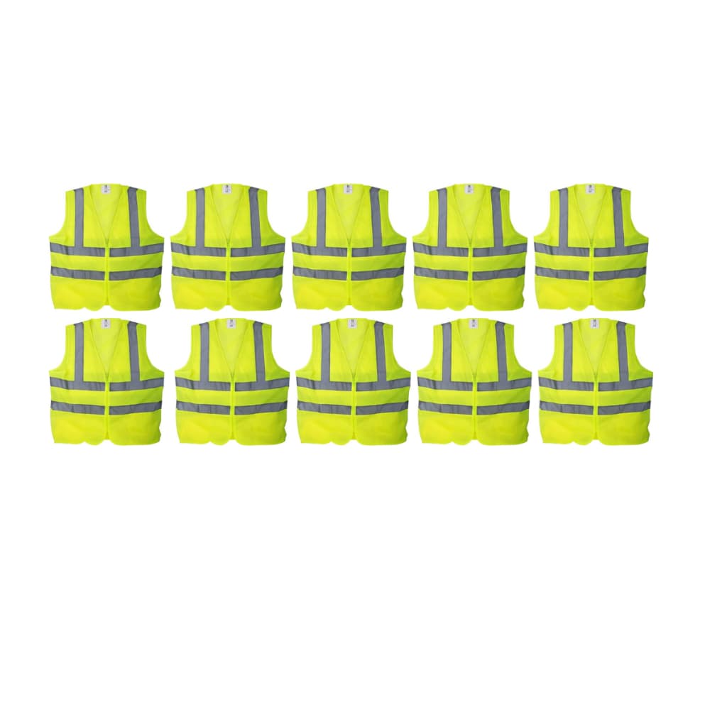 Kit 10 Colete De Sinalização Telado Sinalização Obra Refletivo Blusão Zíper Alta Visibilidade Vestimenta Impermeável