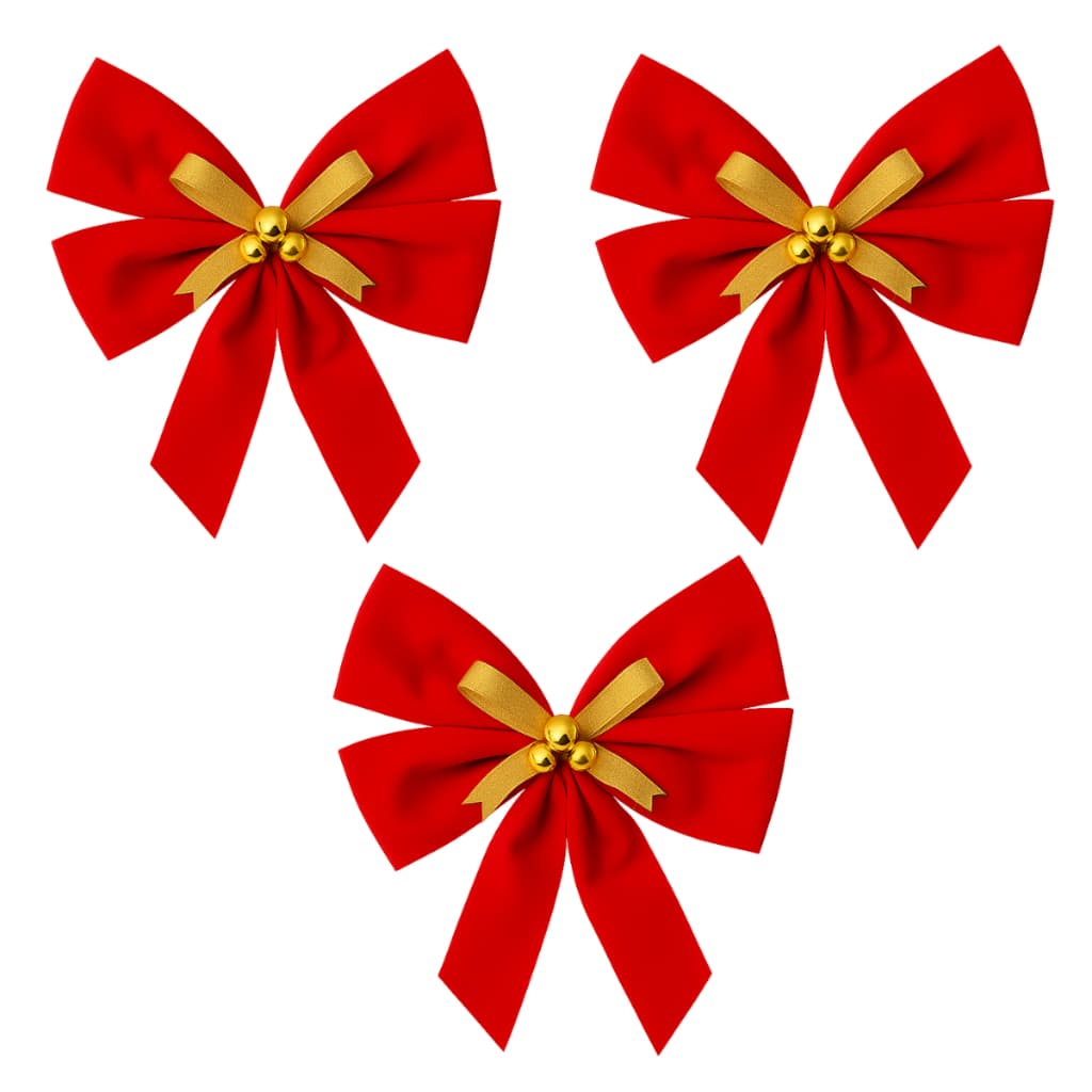 Kit Laço Natal C/3 Decoração Pendente Festa Veludo Árvore Fita Topo Lacinho Natalino Enfeite Luxo