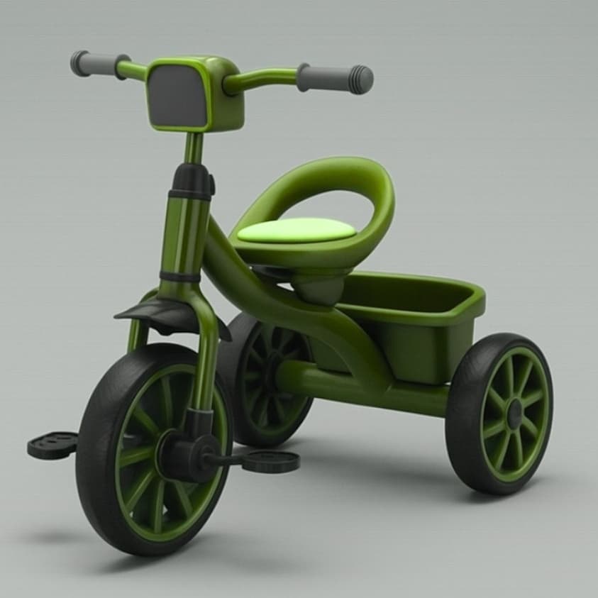 Triciclo Infantil Verde Passeio Deend C/ Cestinha 3 Rodas