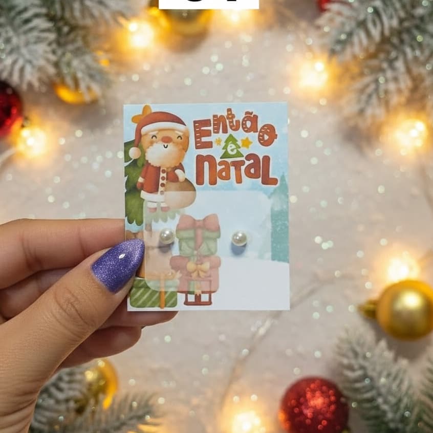 30 pares de brinco pérola + tag natal mimo/lembrancinha/cliente