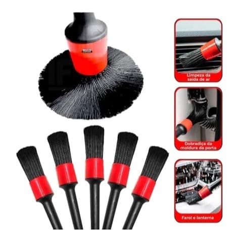 Kit Pincel De Limpeza E Higienização Automotiva 5 Unidades Pincel Automotivo