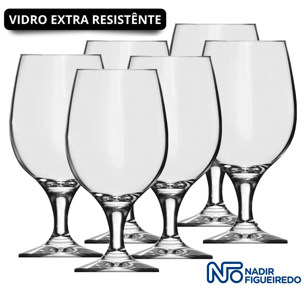 Kit Jogo 03/06 Taças Belga Nadir Vidro Resistente -- 500ml Bebidas Cerveja Drink Bar Vidro Temperado