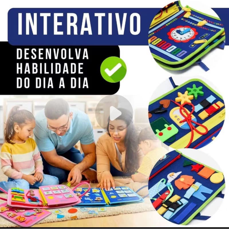 Livro Montessori Sensorial Maleta Educativa Brinquedo para Crianças