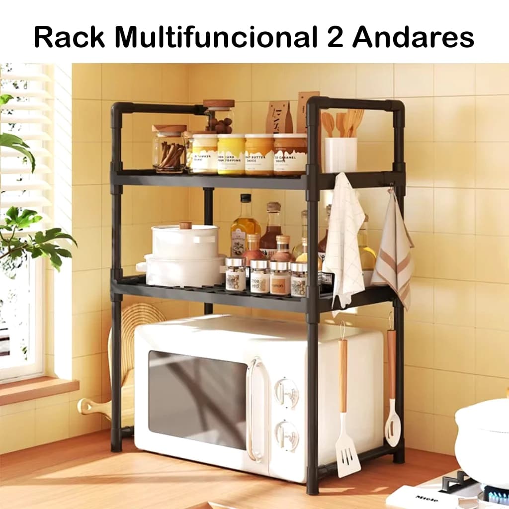 2 Andares - Rack Multifuncional Cozinha e Armazenamento Estante Organizadora