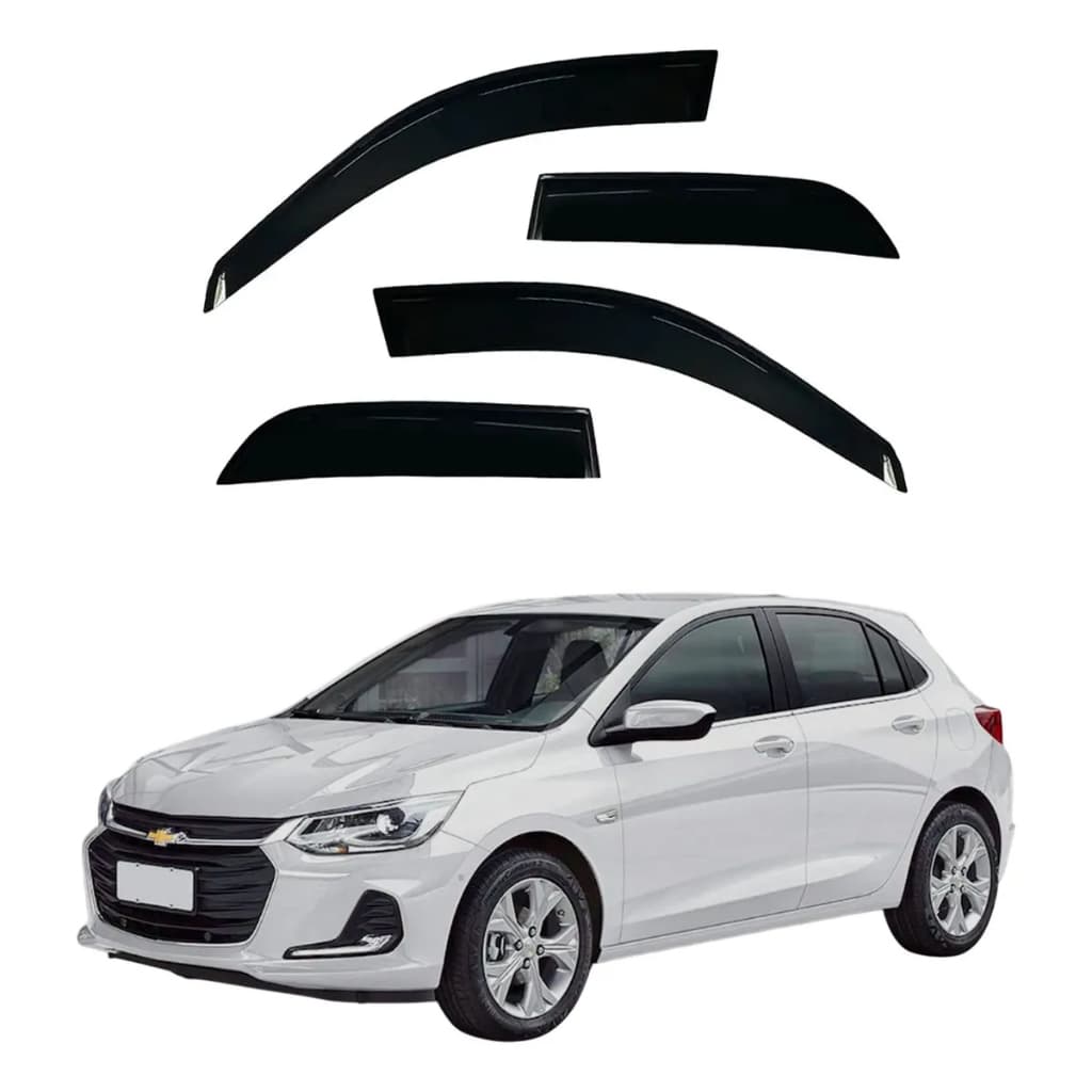 Jogo Calha Chuva Defletor Onix Hatch 2020 A 2023 4PTS Preto/Fume 80.013A Ecoflex