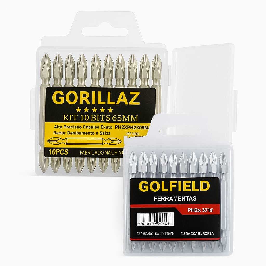 Bits Ponteira Dupla Philips Fenda 65mm Imantada Ph2 para Parafusadeira Kit 10 Peças