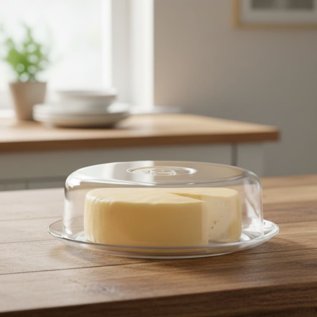 Queijeira de Vidro com Tampa Plástica Gourmet, Prato Para Queijo e Bolo - Ruvolo