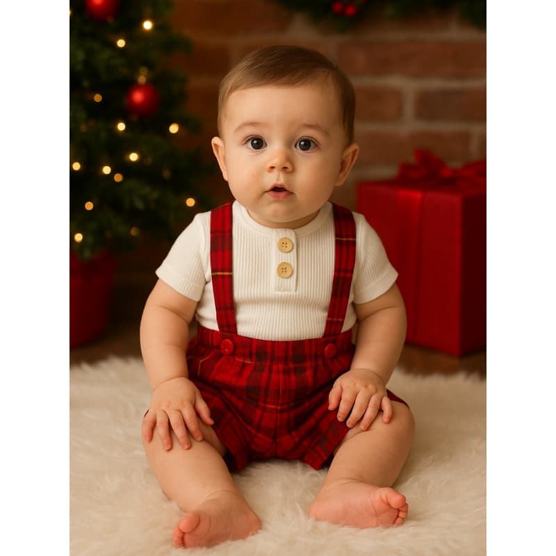 Conjunto Natal Bebê Menino Body Manga Curta Mesversario