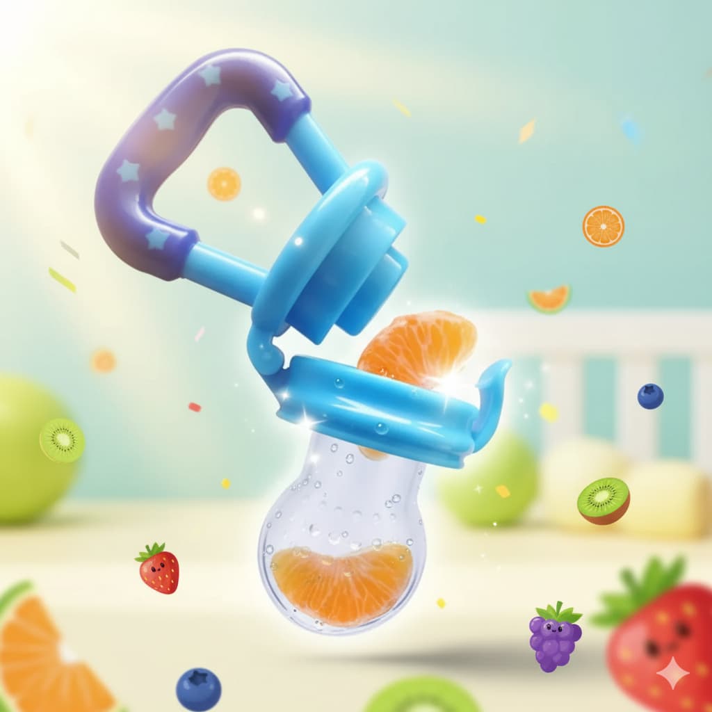Chupeta Alimentadora Bebê Mordedor em Silicone – Segura e Divertida, Frutas, Papinha, Menino