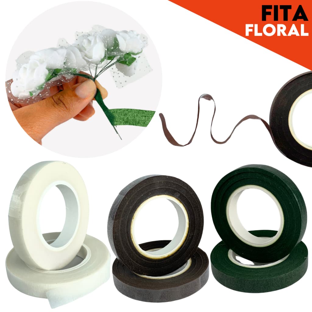 Fita Floral 12mm Com 2 UN - Flexível, Fácil de Usar, Ideal para Flores Artificiais e Buquês - CRIAR