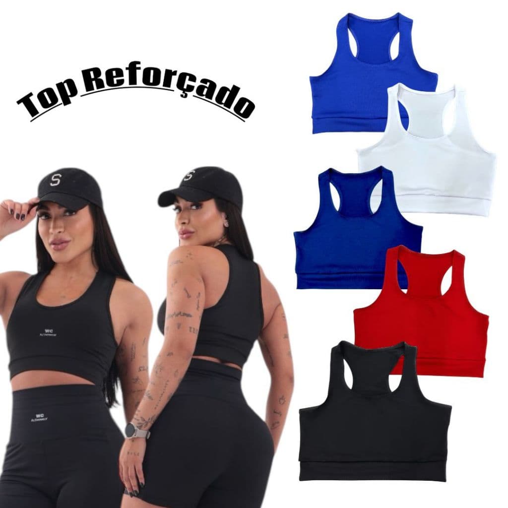 Top Fitness Feminino para Malhar Moda Academia nadador sem bojo Varias Cores