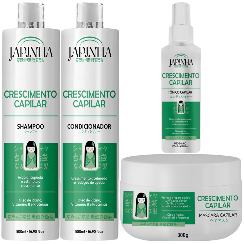 Kit Completo Crescimento Capilar Japinha – Fortaleça Seus Fios da Raiz as Pontas!!!!