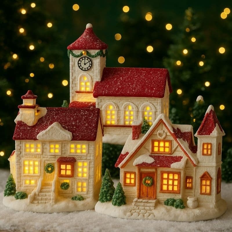 Mini Casa Natalina Decorativa Natal Casinha Com Luz Led Enfeite Natal