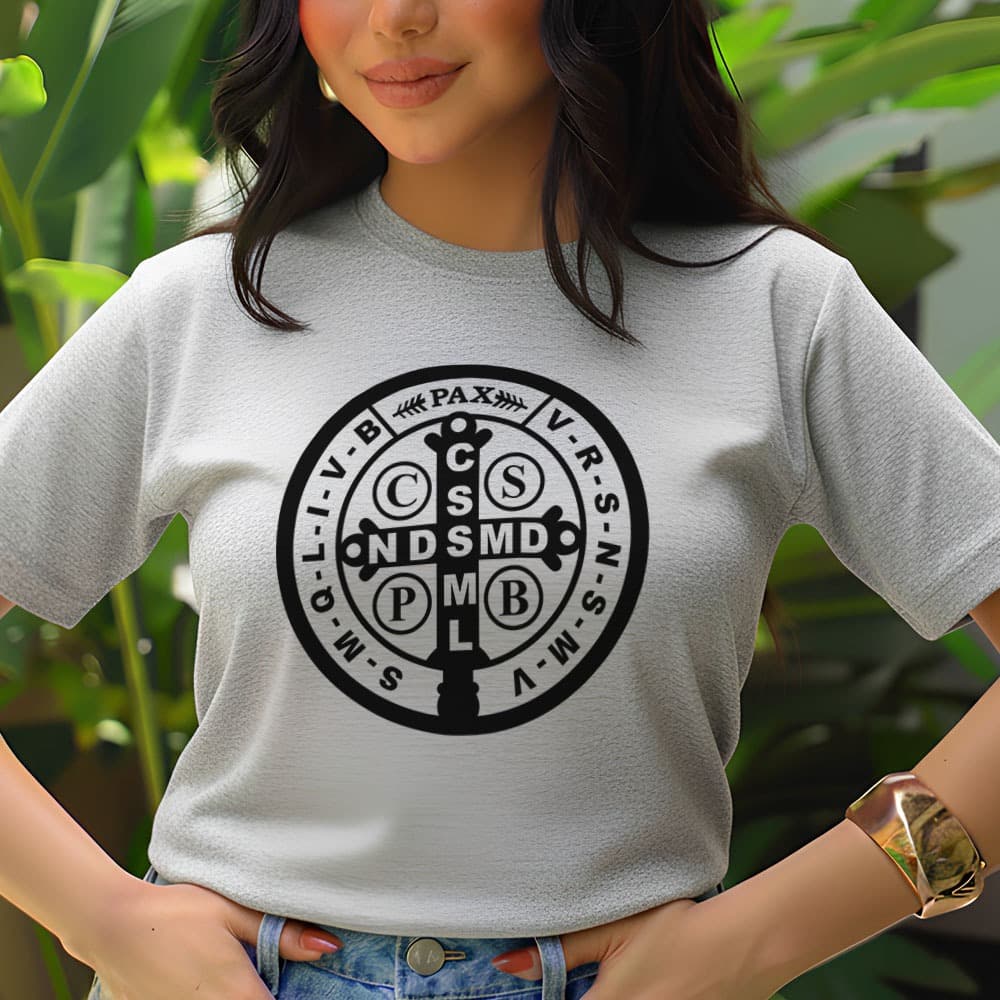 Camiseta Feminina Cruz Sagrada Estilosa Regiosa Para Igreja Camisa Católica Cristã Evangélica