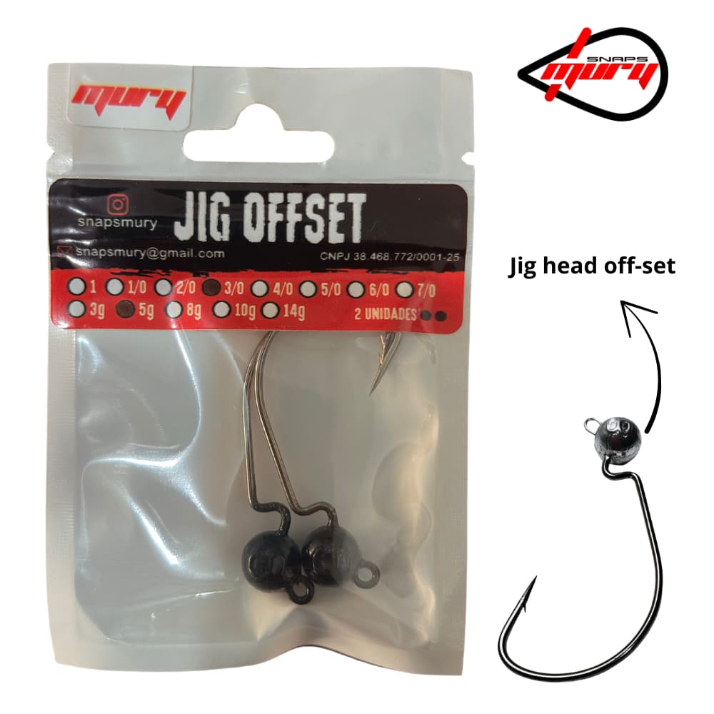 Jig Head Off Set – Jig Off Set Mury – Anzol Off Set – Snaps Mury – Nó de Irmão