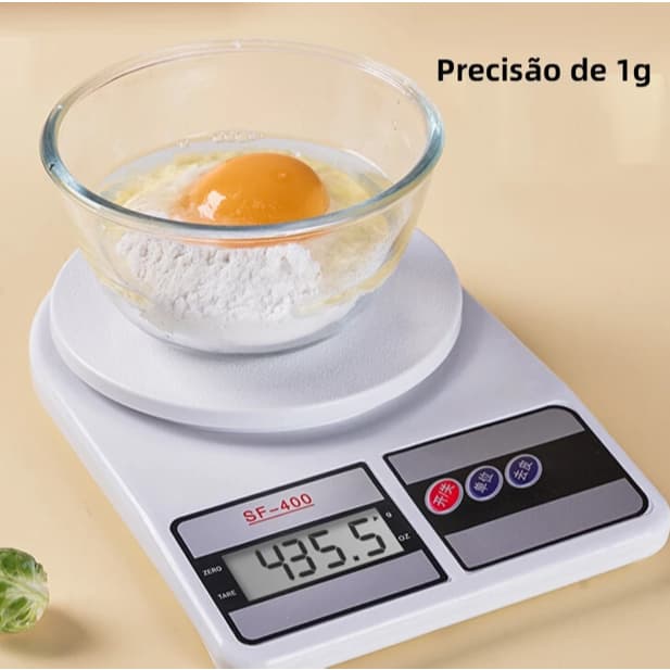 Balança de Cozinha Digital 10kg Alta Precisão LCD Tara Inox Para Confeitaria Culinária Alimentos