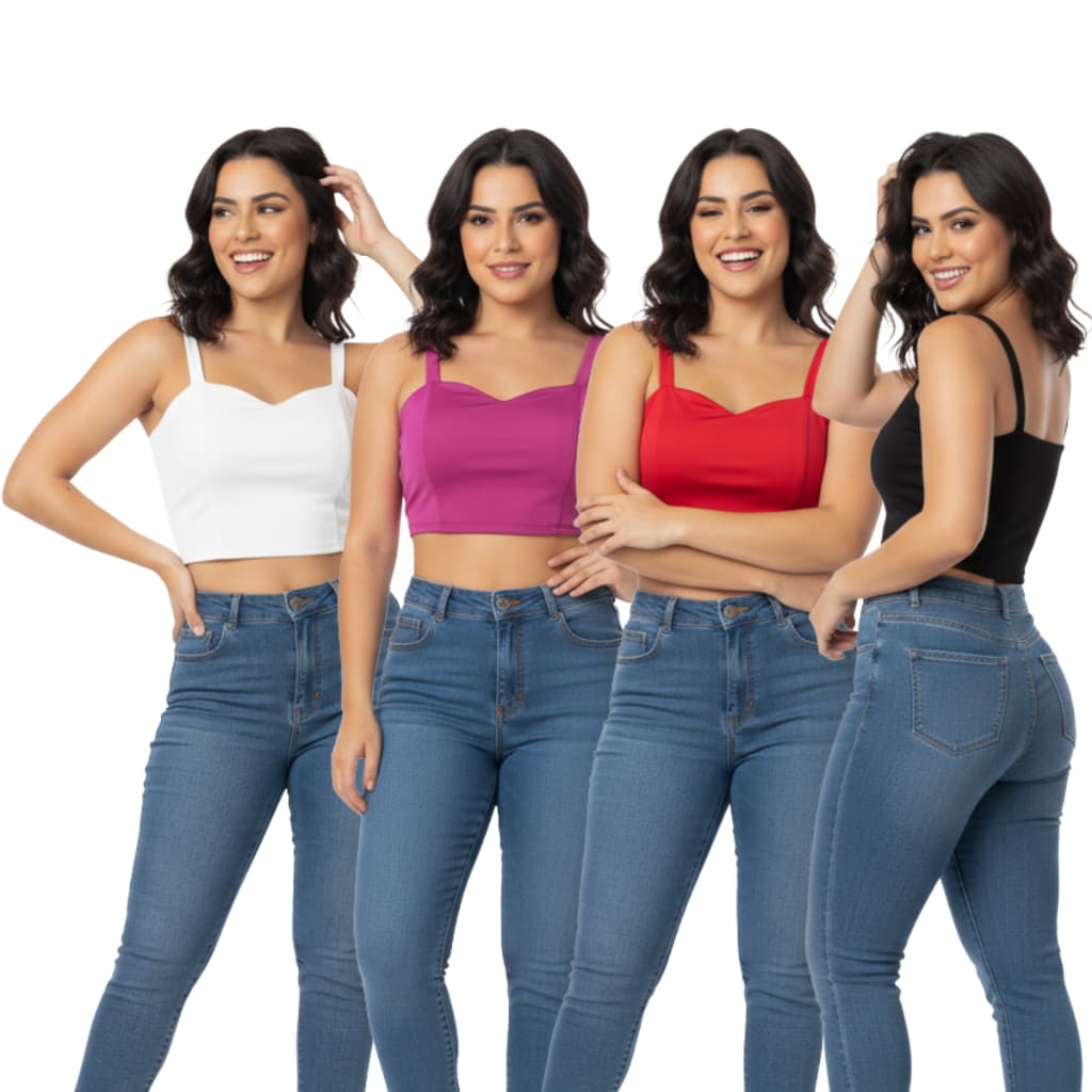 Top Cropped Alça Grossa Feminino Tamanho Curto