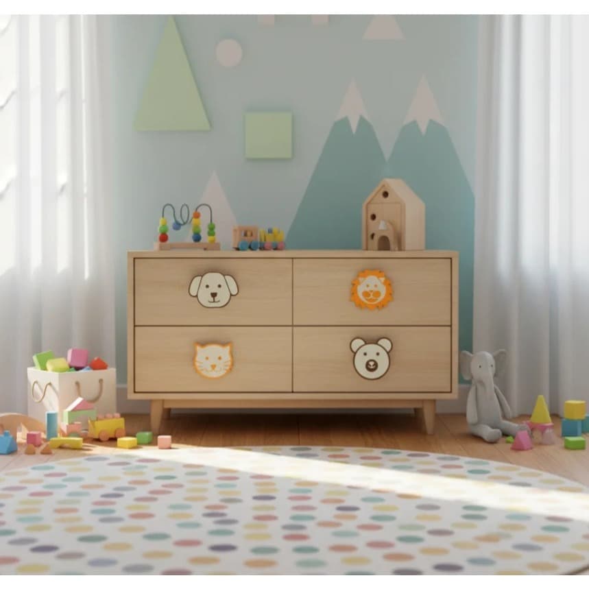 Puxador Infantil Animais p/ Gaveta |Decoração Quarto Bebê |Leão,Cachorro,Gato e Urso- C/parafuso