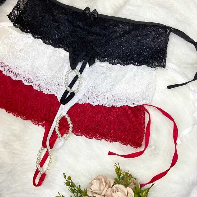 Kits Calcinhas Tailandesa Ajustável em Renda e com Laços - Sofia
