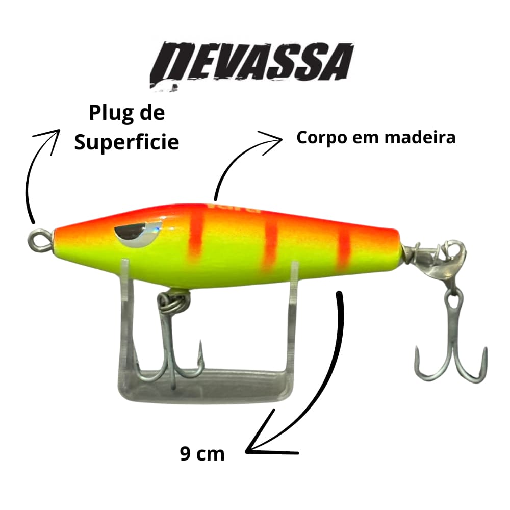 Isca artificial tucunaré – Devassa – 9cm 17g – Iscas Yara – Nó de Irmão