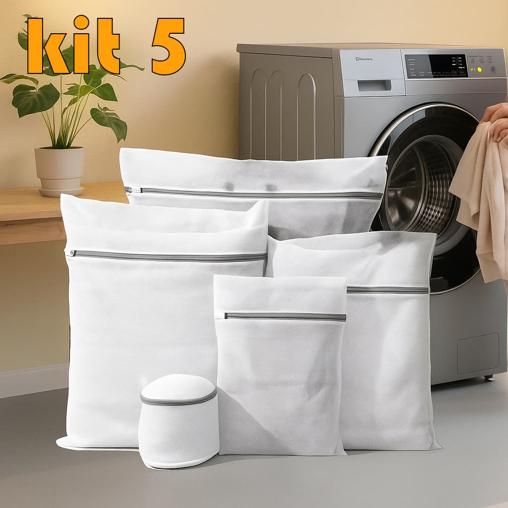 KIT 5 Saco De Roupa Suja Anti-Nó Sacos Para Máquina De Lavar Sutiã Protetor Rede De Lavanderia