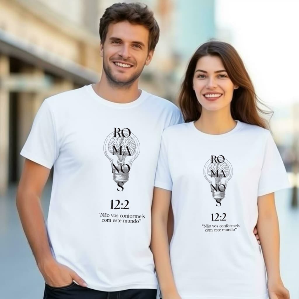 Camiseta Cristã Romanos 12:2   Gospel Bíblica 100% Algodão Premiun Unisex