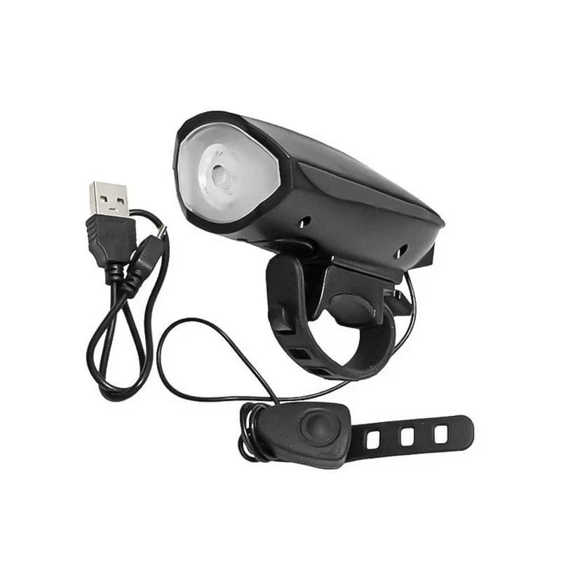 Farol de Bicicleta com LED e Buzina Recarregável via USB