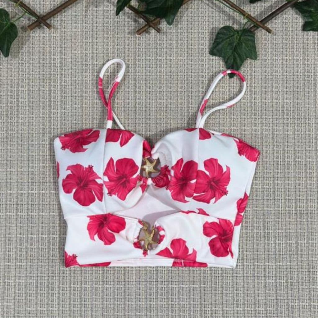 Cropped neoprene com estampa com bojo tamanho uinco veste 36-40
