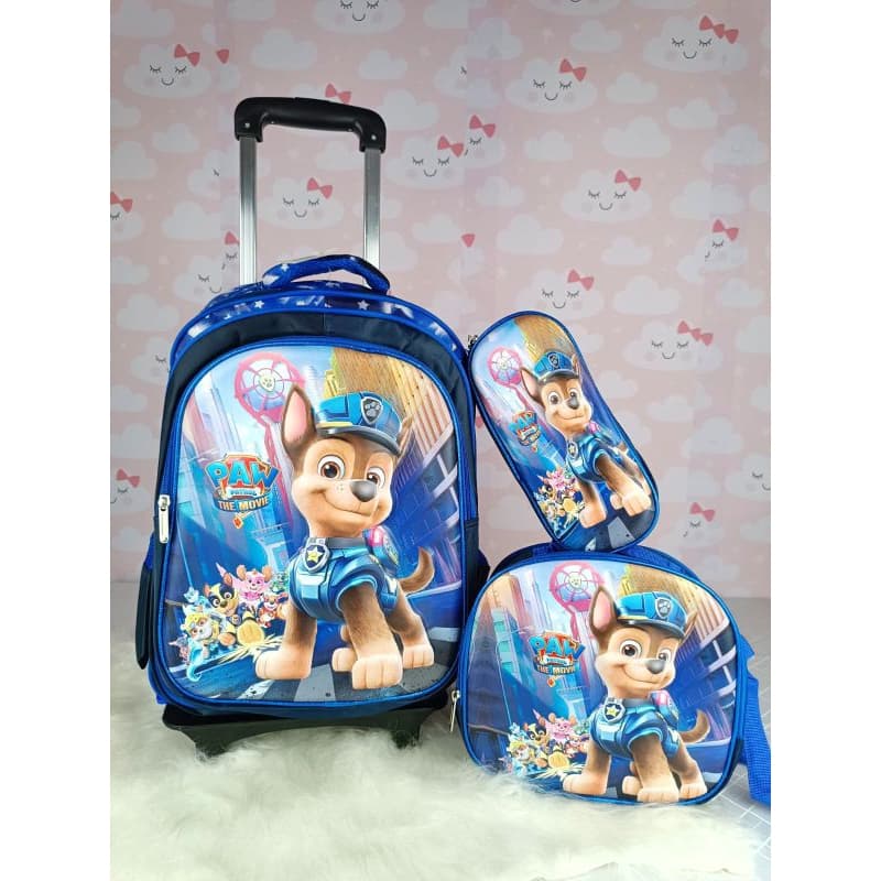 KIT MOCHILA ESCOLAR INFANTIL PATRULHA CANINA COM RODINHAS/ MOCHILA + LANCHEIRA TÉRMICA + ESTOJO/MOCHILA PARA MENINO/2026