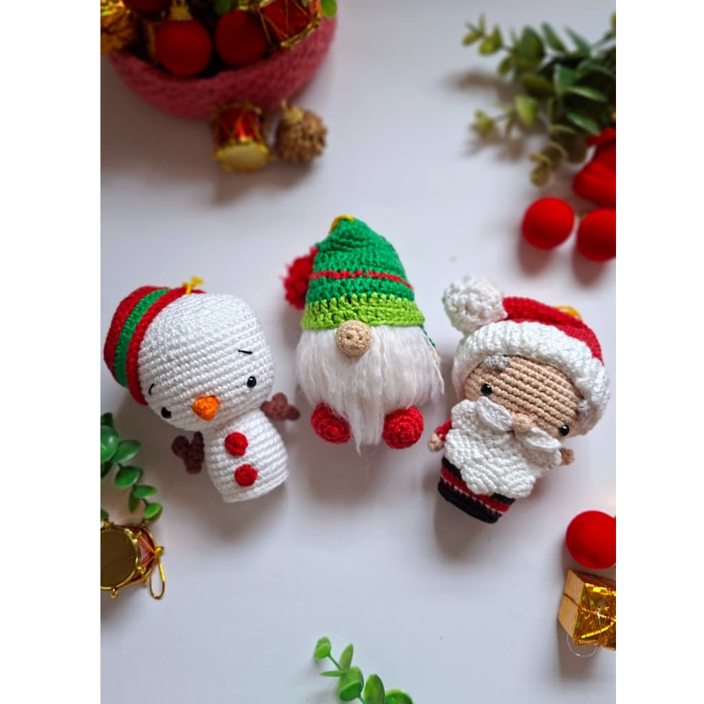 Enfeites de Natal para árvore de Natal/decoração de lojas/Papai noel Amigurumi/boneco de neve/meia natalina