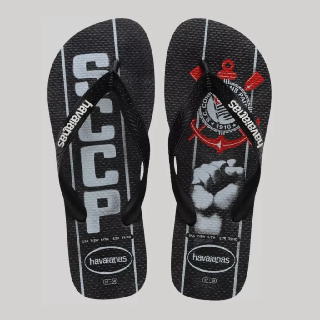 Chinelo Havaianas Corinthians Masculino Adulto Original Confortável Leve e Resistente