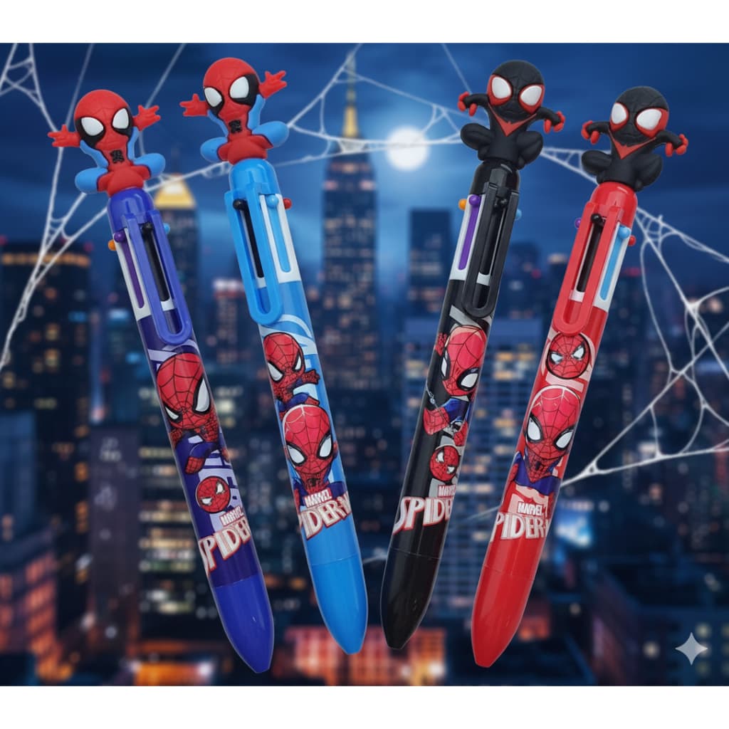 Caneta Esferográfica 6 Cores Homem Aranha / SPIDER-MAN / PAPELARIA FOFA KAWAII