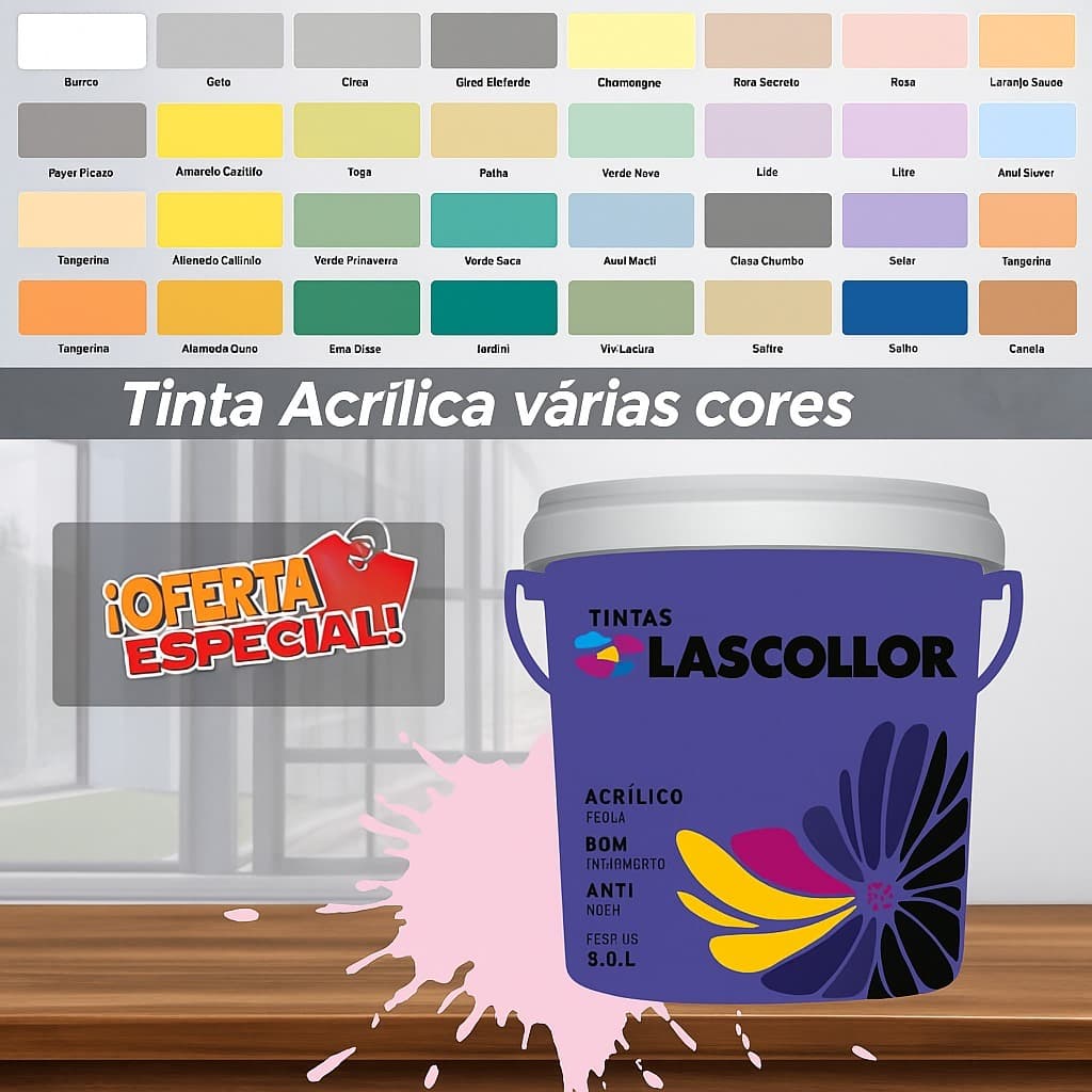 Tinta Acrílica Semi Brilho Clascollor 3,6L Cores Variadas Cobertura Total Lavável
