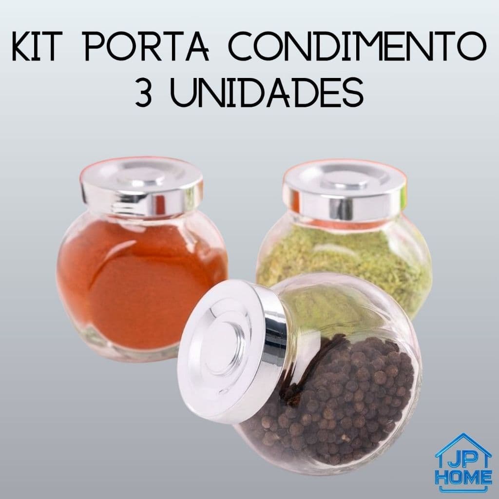 Kit De 3 Potes Porta Condimentos Mini Baleiros em Vidro 100ml Tampa Plástica