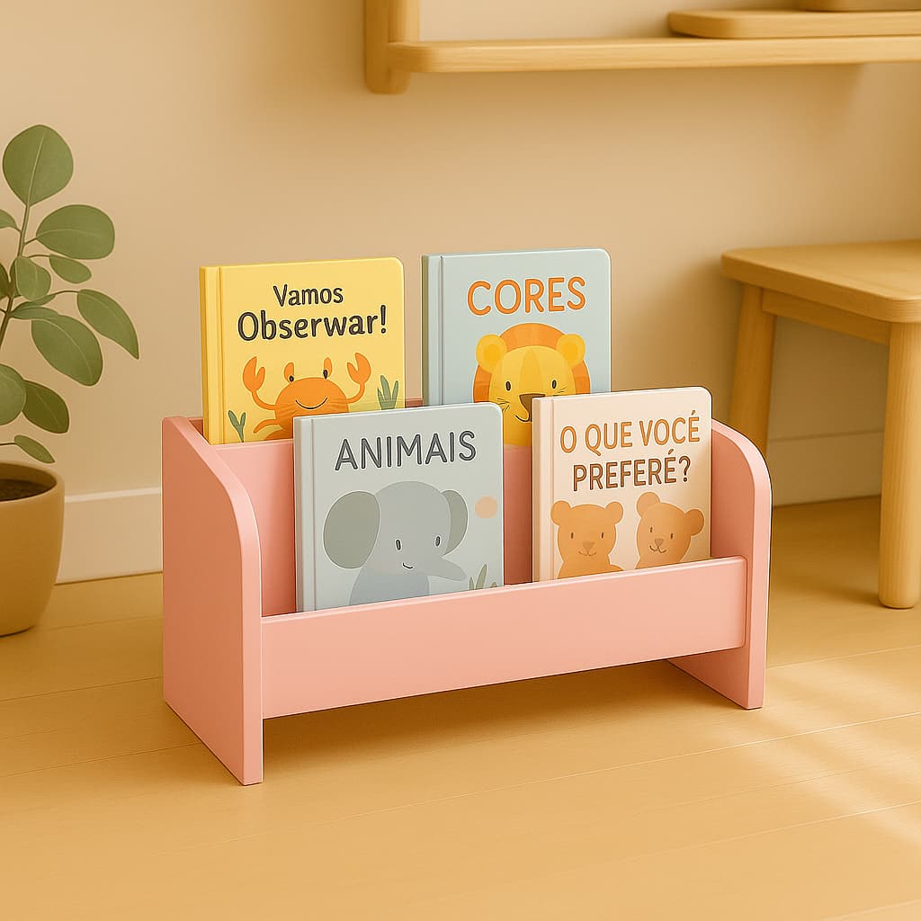 Revisteiro Infantil MDF para Livros Organização e Cantinho da Leitura  Quartos Montessori Retangular