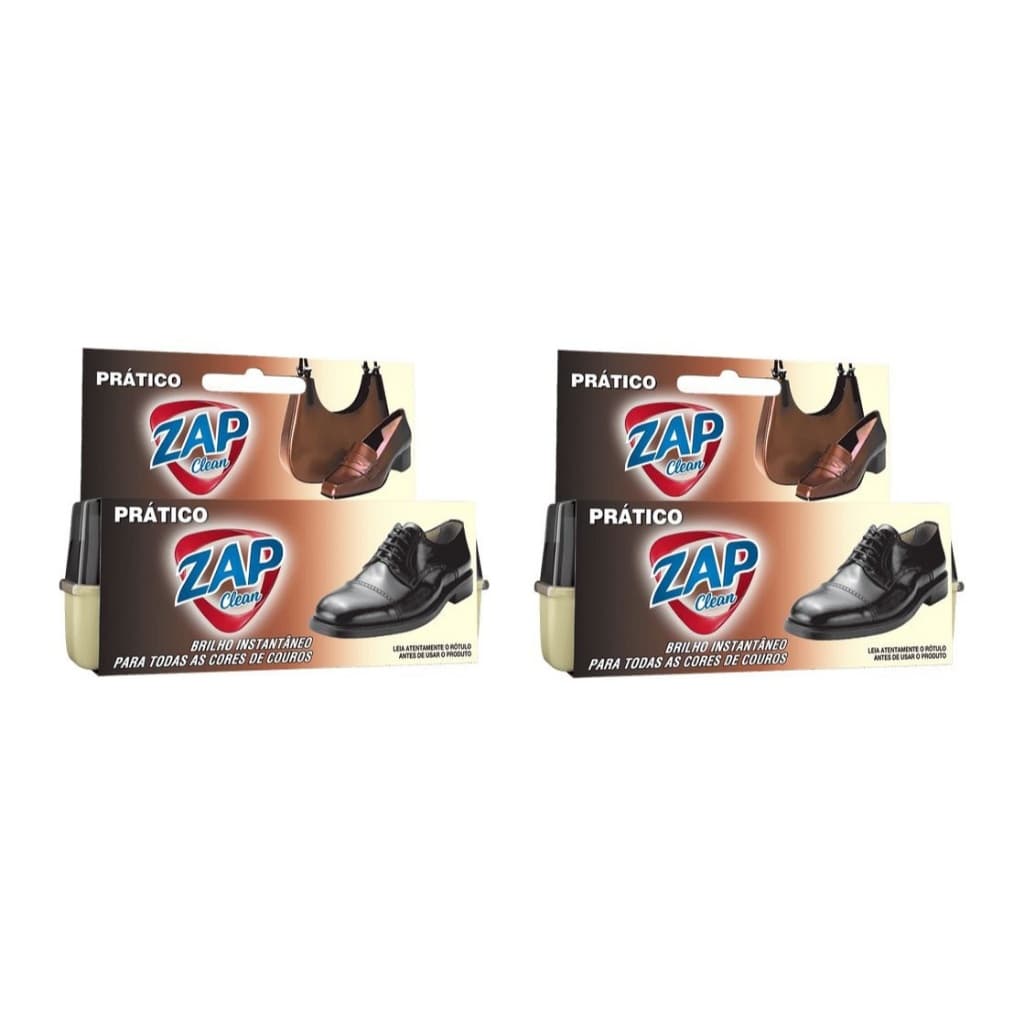 Kit 2un Esponja Brilho Incolor Zap Clean Sapato Couro 5g