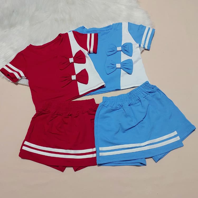Conjunto Infantil Menina Moletinho com Laço Blusa e Short Verão Moda Infantil Estilosa Confortável