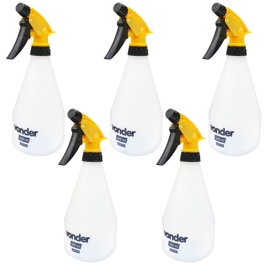 Kit 5 Borrifador Pulverizador Manual Vonder 500ml Jato Regulável Spray Névoa Jardim Agrícola Faxina