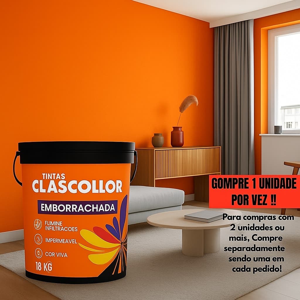 Tinta Emborrachada Impermeável 18KG Clascollor Lavável Parede Reboco Laje