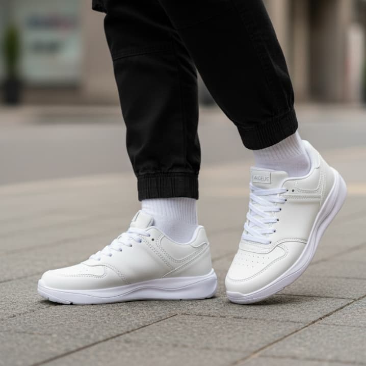 Tênis Masculino Versátil Casual Plataforma Academia Corrida Caminhada Branco