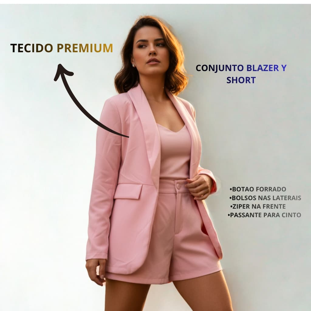 Conjunto Feminino Blazer e Short – Alfaiataria Elegante