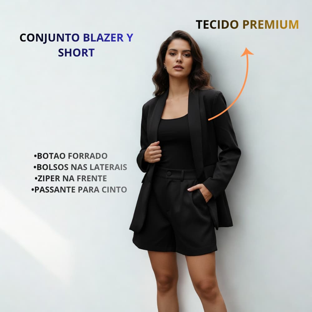 Blazer e Short Feminino Alfaiataria – Look Sofisticado