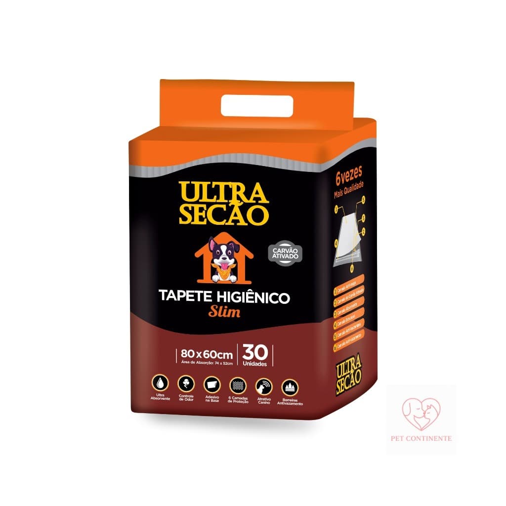 Tapete Higiênico 80x60 - 30 unidades Ultra Secão Carvão Ativado para Cães e Gatos Pets Grande