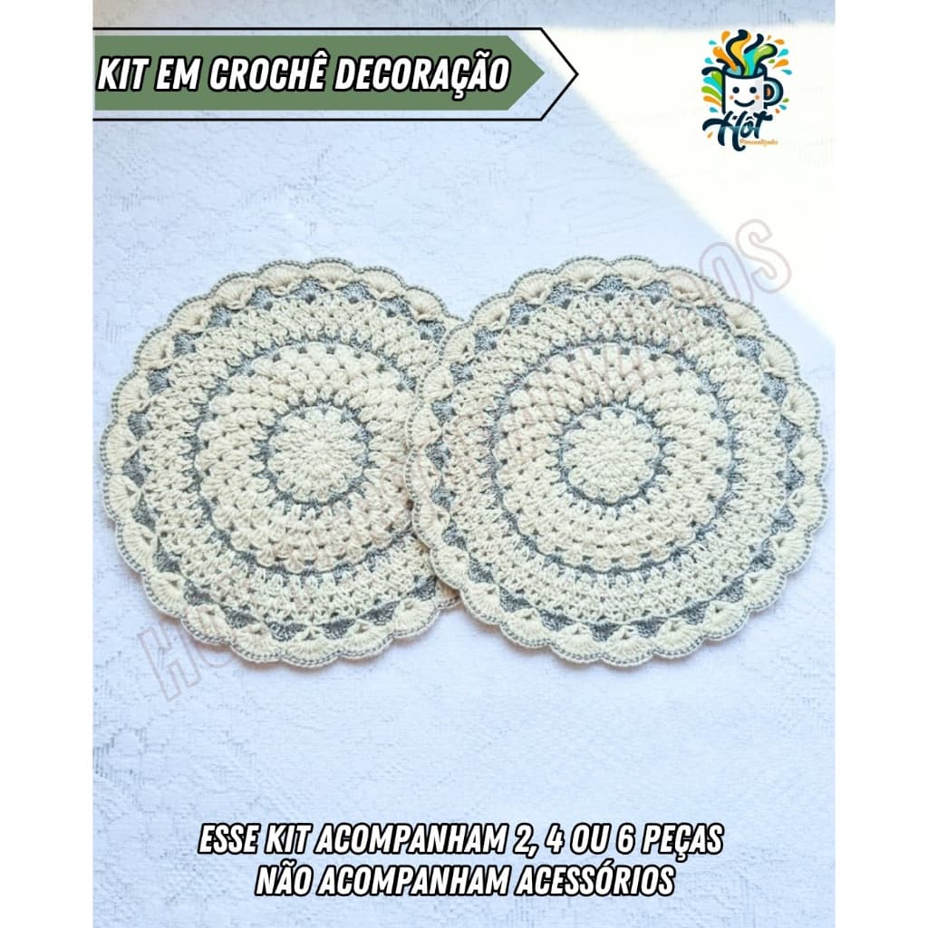 Kit 2, 4 ou 6 Toalhinhas de Mesa ou Centro de Mesa para Decoração em crochê Presente Lembrança