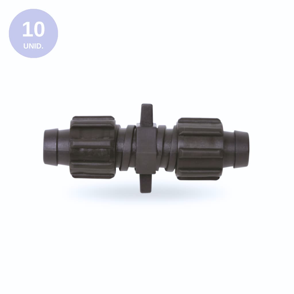 10 Unid. Emenda União Trava Porca para Mangueira de Gotejamento (4 a 24mil) 16mm - Implebrás